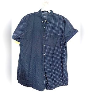 American Eagle Outfitters Shirt Mens Short Sleeve Button Up Navy Polka Dot